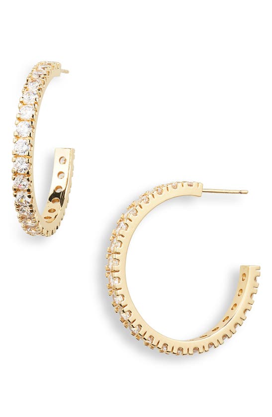 Shop Nordstrom Pavé Cubic Zirconia Hoop Earrings In Clear- Gold