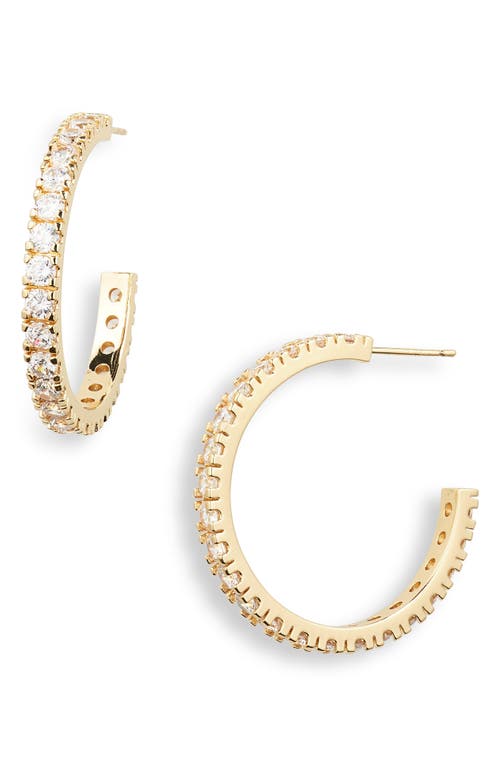 Nordstrom Pavé Cubic Zirconia Hoop Earrings in Clear- Gold at Nordstrom