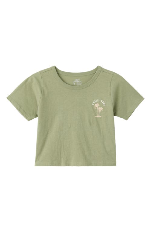 O'Neill Kids' Choose Sunshine Cotton Graphic Crop T-Shirt Oil Green at