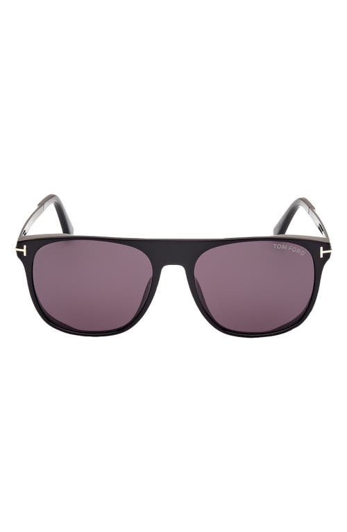 TOM FORD Lionel 55mm Square Sunglasses in Shiny Black /Smoke at Nordstrom