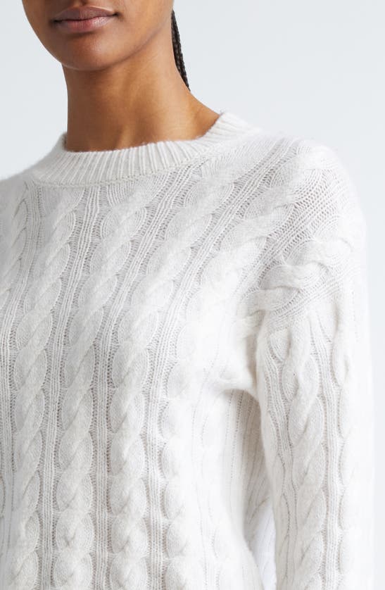 Shop Vince Cable Wool & Cashmere Blend Crewneck Sweater In Off White