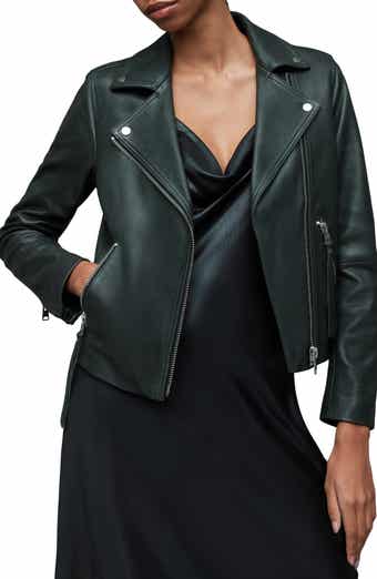 NEW AllSaints fern leather biker jacket in Off white Size US 0 #C2821