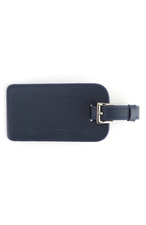 Personalized Leather Luggage Tag in Navy Blue- Deboss