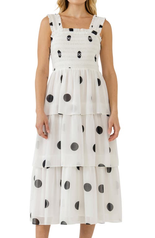 Shop English Factory Polka Dot Midi Dress In White/black