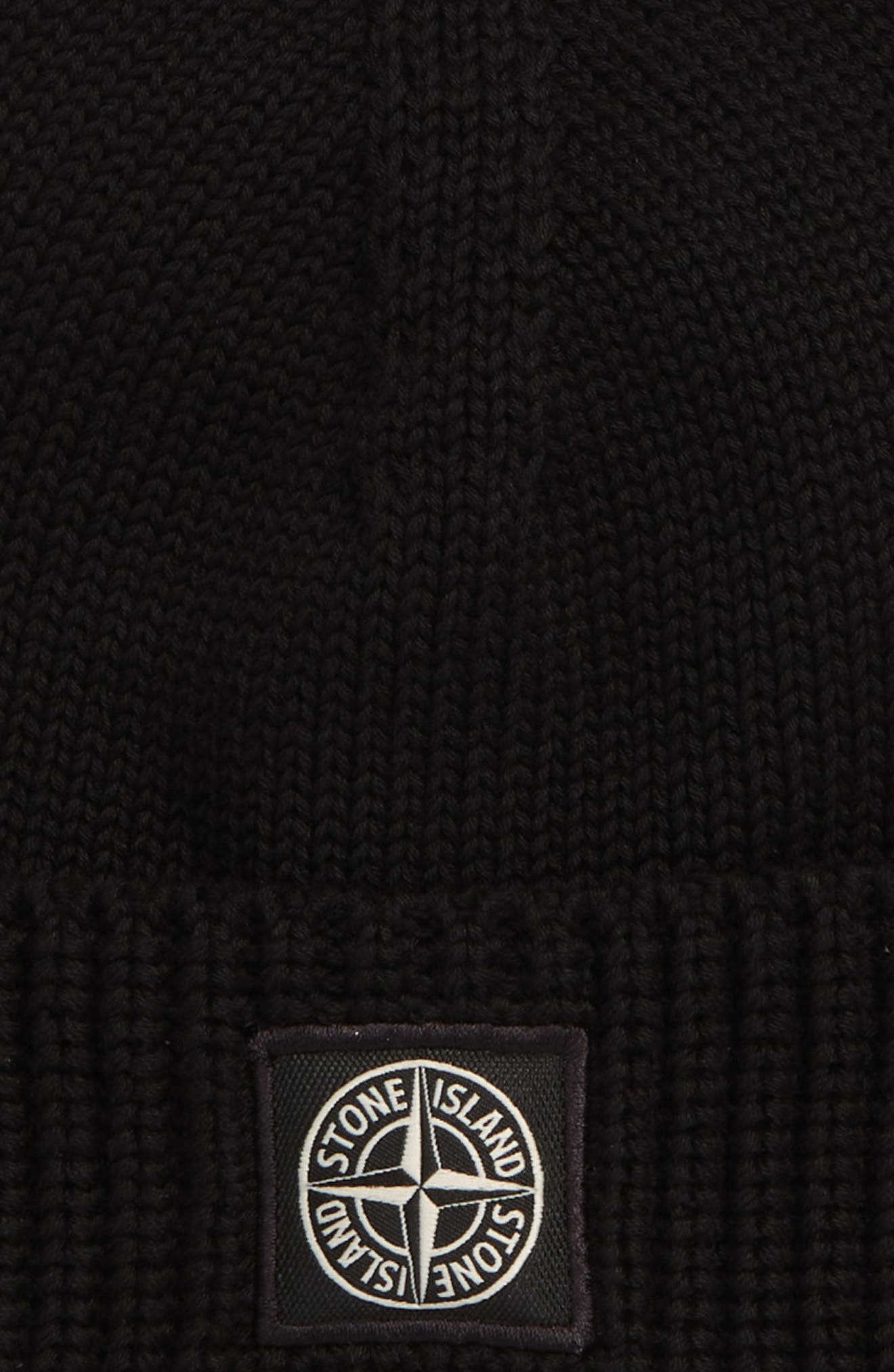 Stone Island Kids' Logo Cotton Beanie in V0029 Black