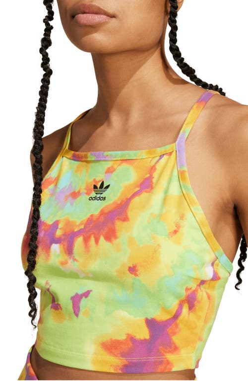 Shop Adidas Originals Adidas Tie Dye Crop Tank In Yellow/multicolor