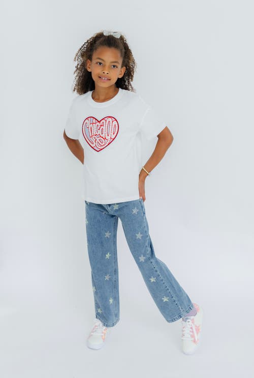 LOLA + THE BOYS LOLA + THE BOYS CHICAGO SPARKLE HEART SWEATSHIRT 