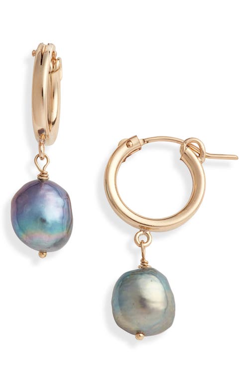 Shop Set & Stones Adelle Keshi Pearl Hoop Earrings In Gold/peacock