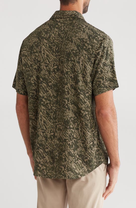Shop Union Venice Short Sleeve Print Relaxed Fit Shirt In Canteen