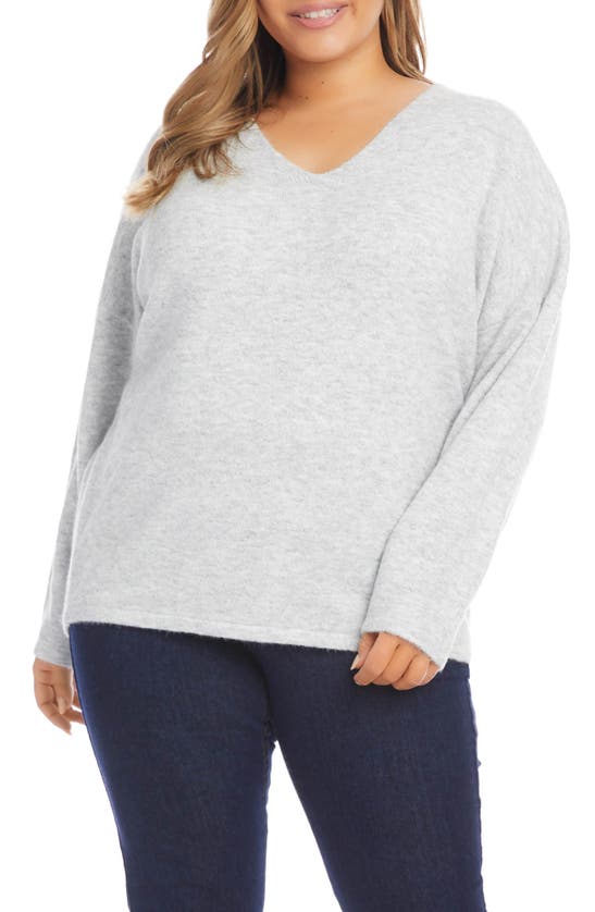 Karen Kane V-neck Sweater In Light Gray