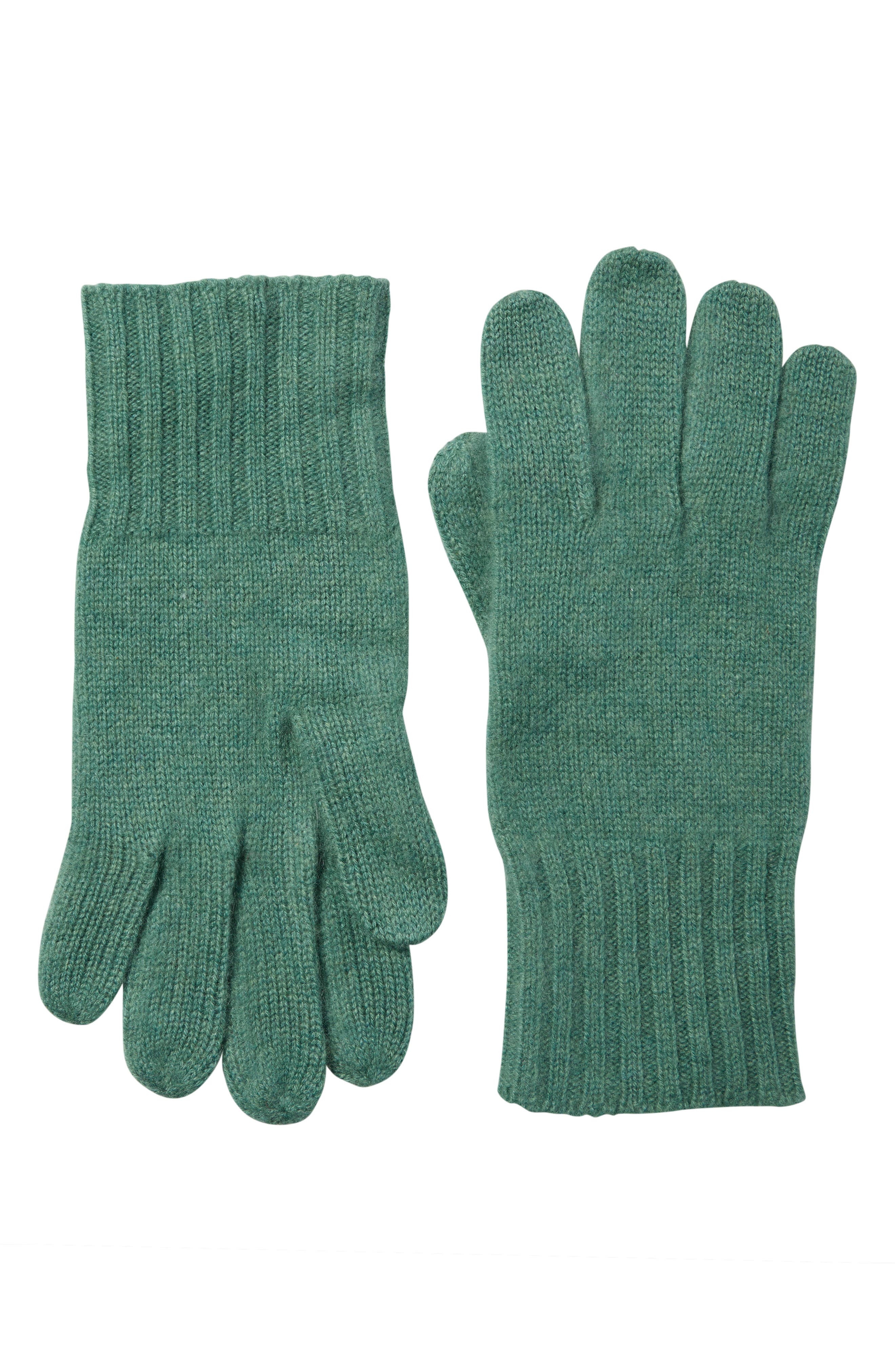 Amicale Cashmere Rib Knit Gloves In Aspen Green