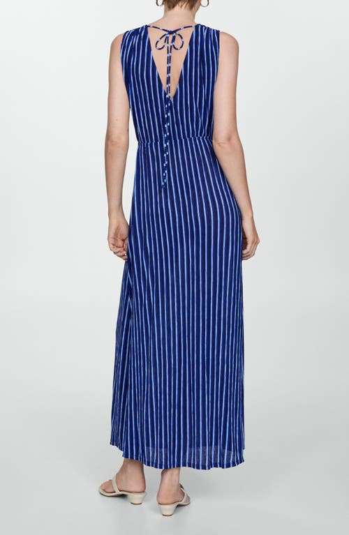 MANGO MANGO STRIPE PRINT SLEEVELESS MAXI DRESS 