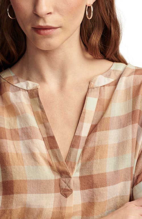 Shop Lucky Brand Stripe Dolman Sleeve Pullover Top In Brown Pink Plaid