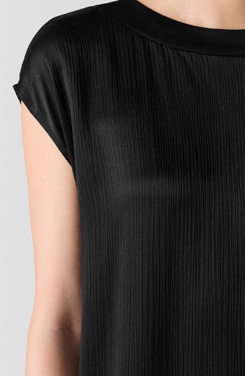 Shop Eileen Fisher Bateau Neck Silk Shift Dress In Black