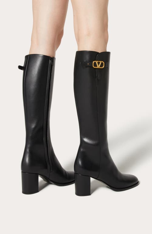 Shop Valentino Garavani Vlogo Signature Knee High Boot In Nero