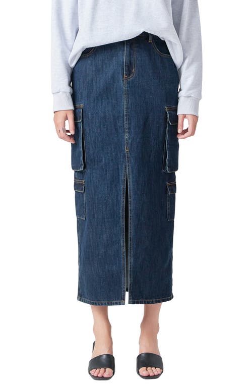 Shop Grey Lab Denim Cargo Maxi Skirt In Blue