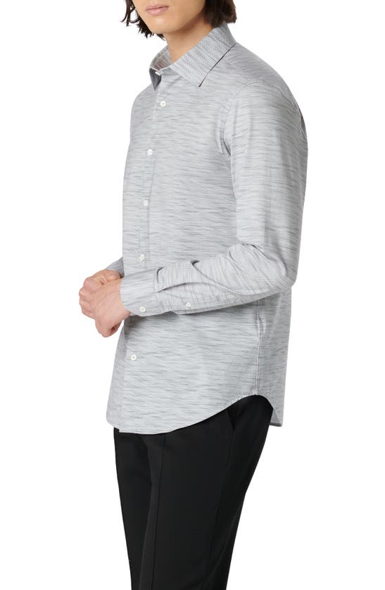 Shop Bugatchi James Ooohcotton® Mélange Print Button-up Shirt In Zinc