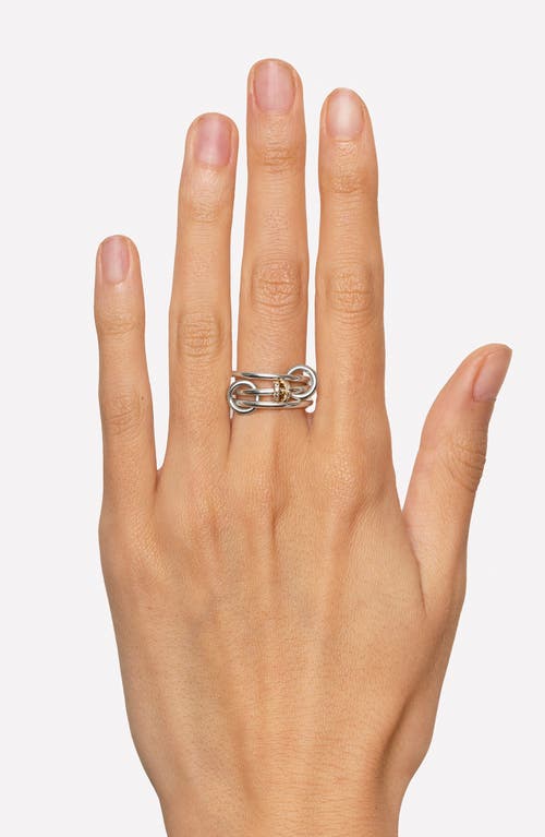 Shop Spinelli Kilcollin Acacia Sg Gris Linked Rings In Silver/gold Pave