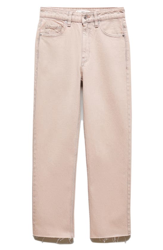 Shop Mango Raw Hem Crop Straight Leg Jeans In Light Pink
