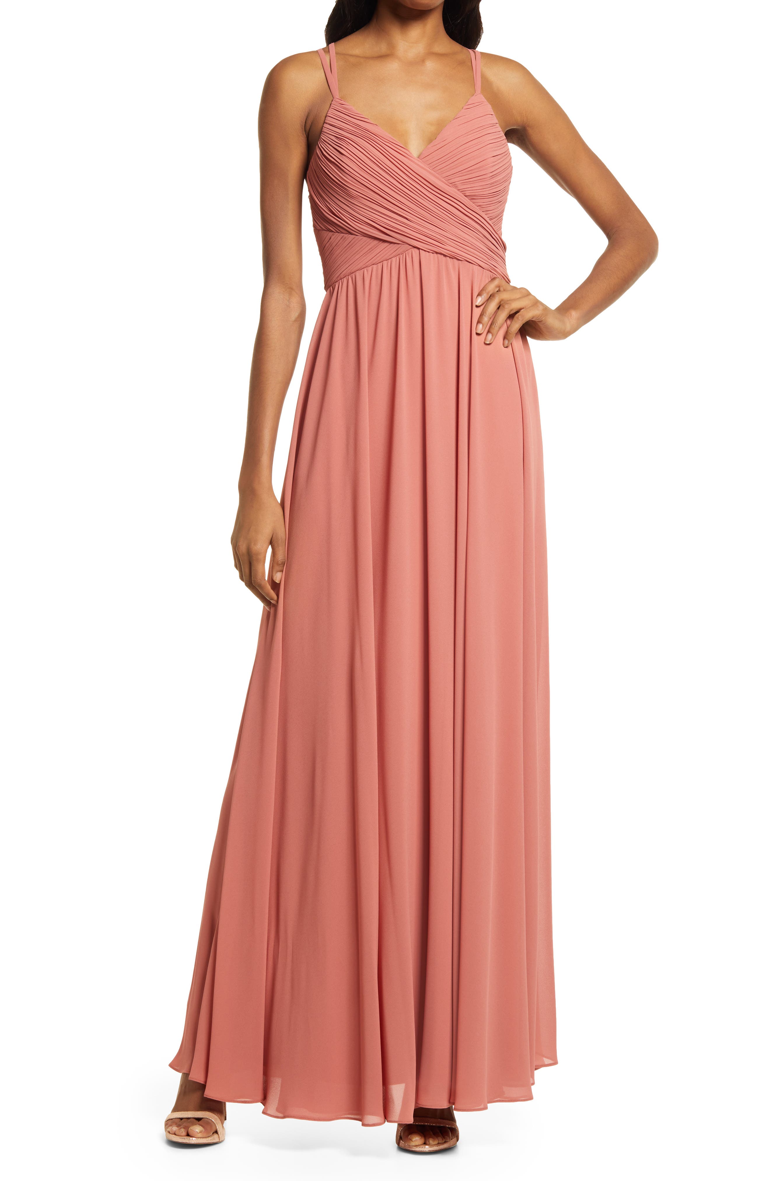 lulus v neck chiffon gown