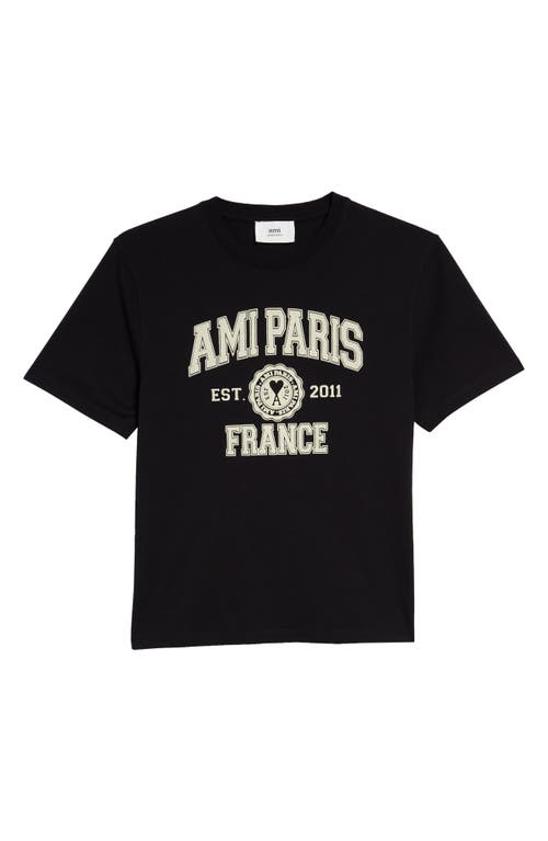 AMI Paris Mattiussi Men's Organic Cotton Logo Tee in Black/001