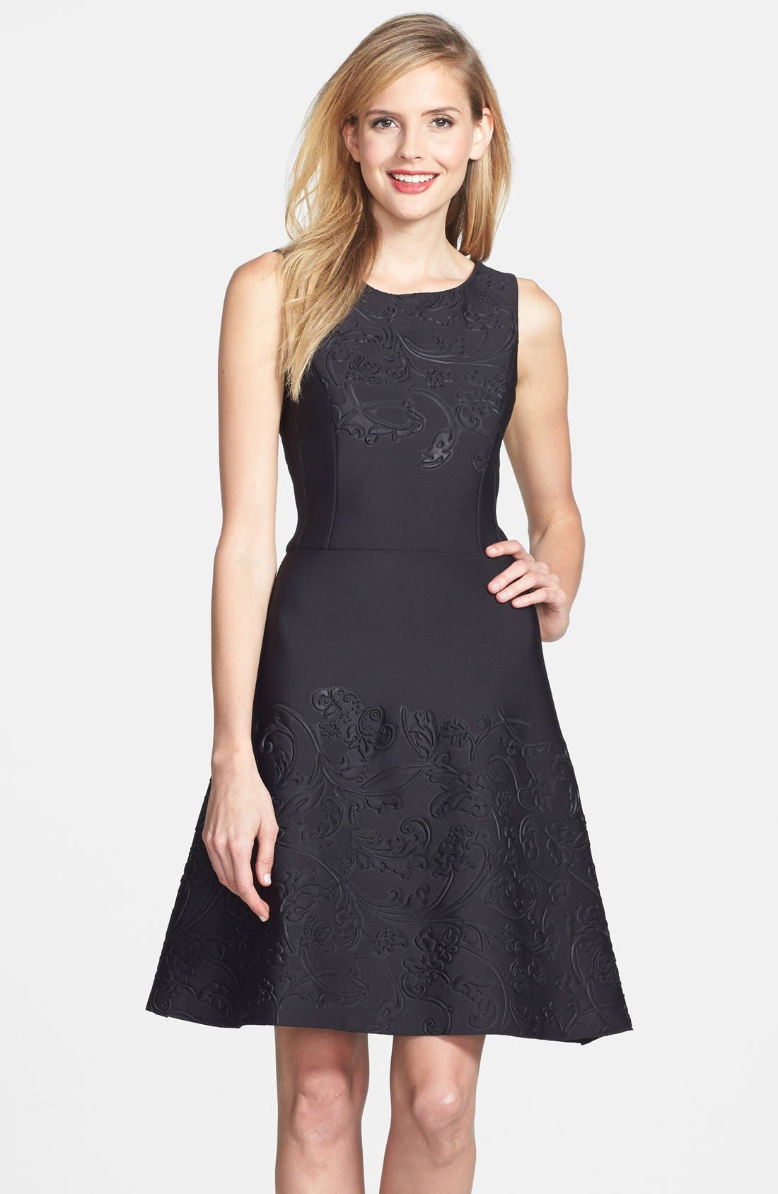 Vera Wang Embossed Scuba Fit & Flare Dress Nordstrom