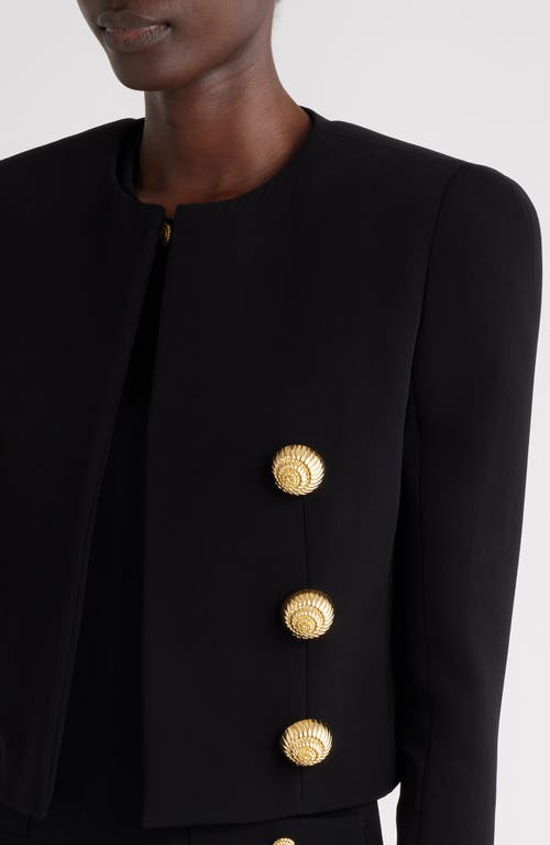 Shop Balmain Spencer Boxy Crop Jacket In 0pa Black