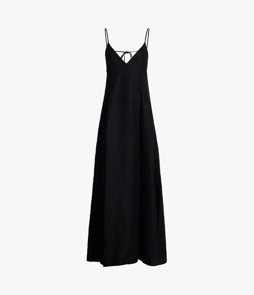 Another Tomorrow Seamed Slip Dress In Black