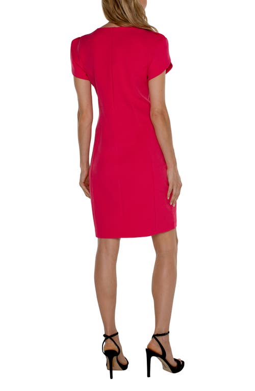 Liverpool Los Angeles Short Sleeve Sheath Dress In Pink Punch