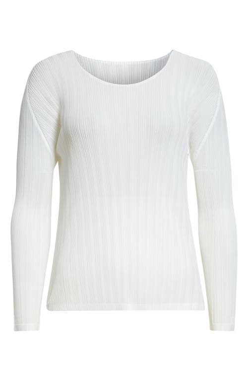 Issey Miyake Pleats Please Pleated Long Sleeve Top In White