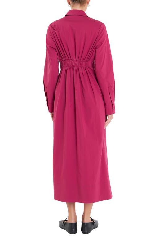 ENGLISH FACTORY ENGLISH FACTORY LONG SLEEVE COTTON BLEND MIDI SHIRTDRESS