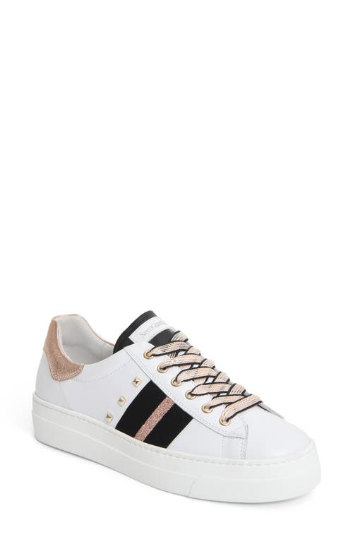 Nerogiardini Striped Studded Sneaker In White/rose