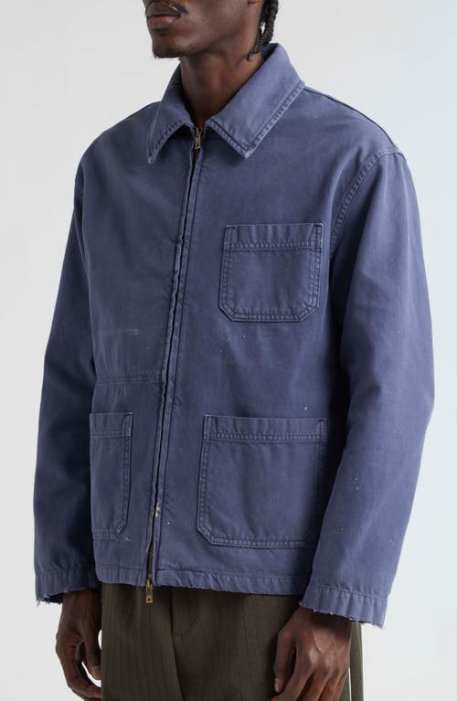 Shop Golden Goose Journey Splatter Cotton Twill Chore Jacket In Blue