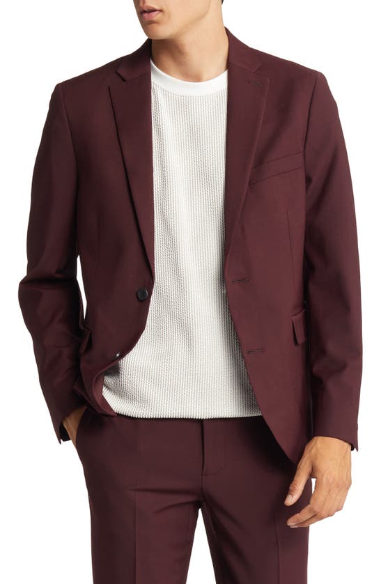 Open Edit Solid Extra Trim Wool Blend Sport Coat In Burgundy Stem