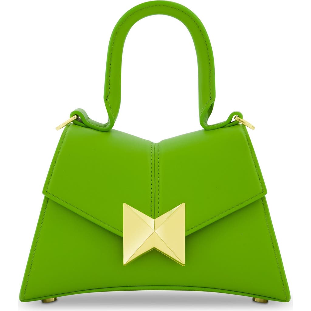 Mac Duggal Gold Hardware Detail Angular Mini Leather Handbag In Pear