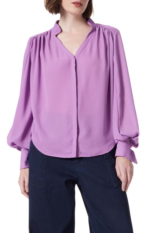 Dee Ocleppo Sandwashed Balloon Sleeve Button-up Shirt In Violet