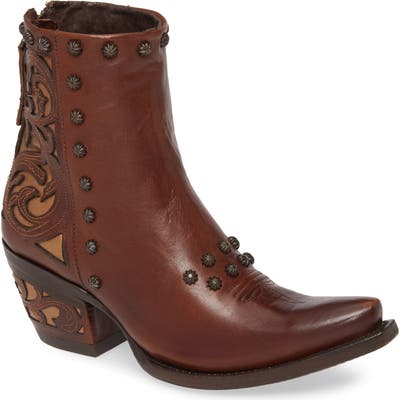 Aria Diva Studded Western Boot- Brown