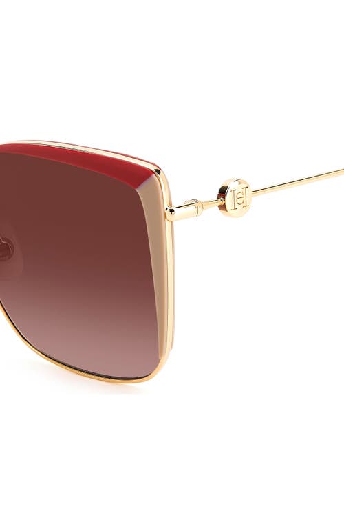 Carolina Herrera 57mm Gradient Cat Eye Sunglasses in Red Beige /Burgundy Shaded