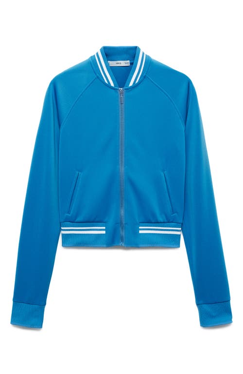 Shop Mango Contrast Stripe Bomber Jacket In Blue