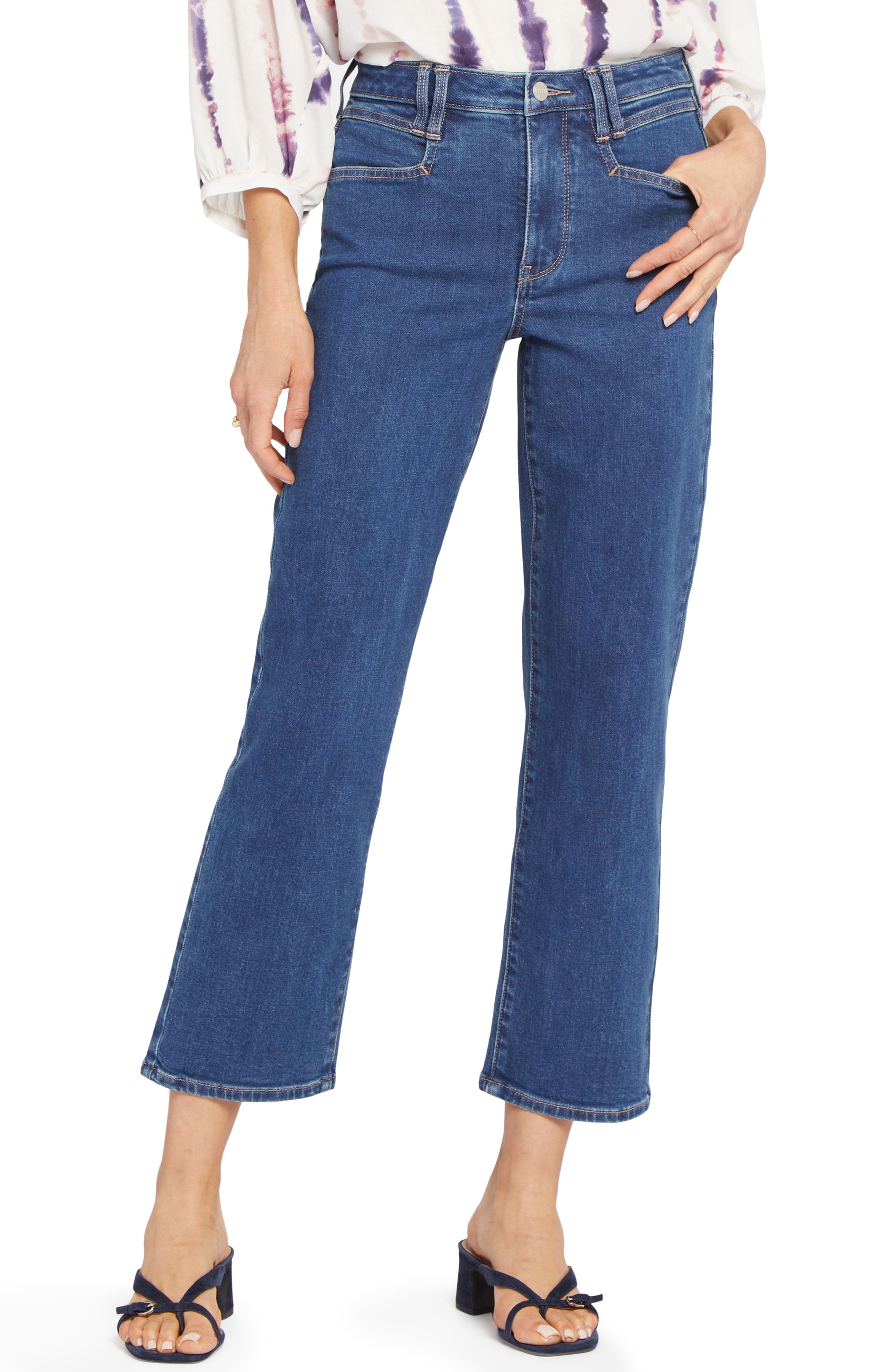 NYDJ High Waist Ankle Relaxed Straight Leg Jeans in Waterfall