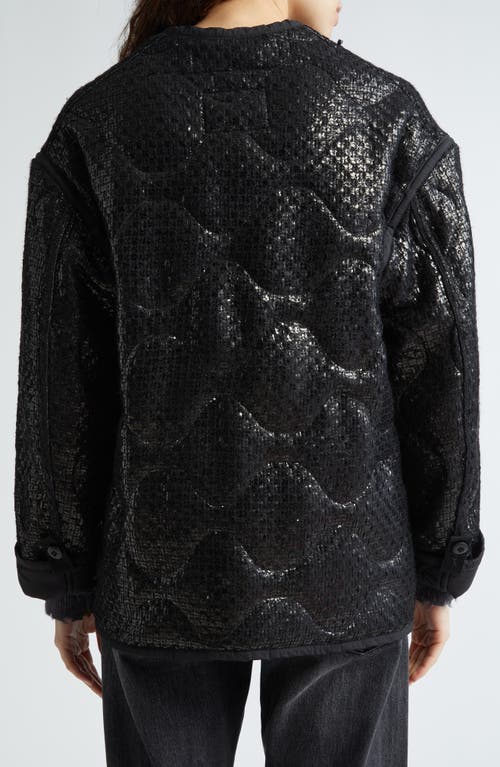 Shop R13 Gothic Quilted Tweed Liner Jacket In Shiny Black Tweed