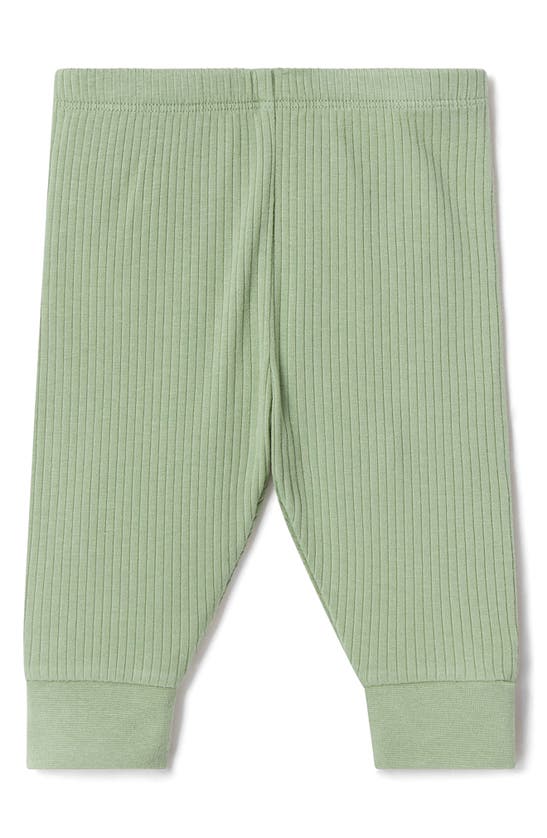 Shop Mori Rib Fitted Two-piece Pajamas In Ribbed Sage
