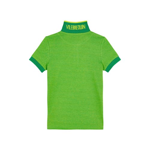 Shop Vilebrequin Kids' Cotton Two Tone Polo Shirt In Jungle