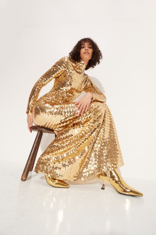 Shop Simonmiller Sculpty Sequin Dress In Star Gold