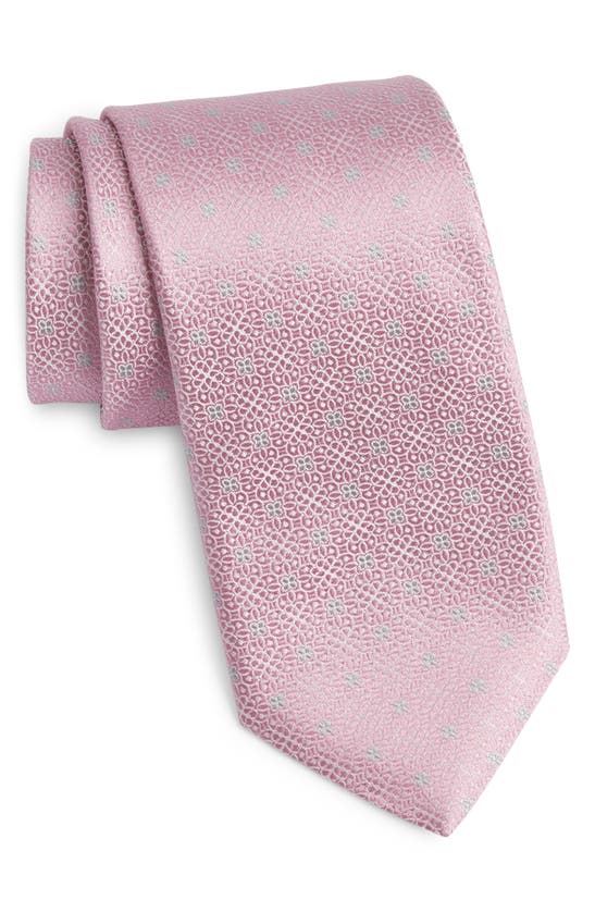 Shop Canali Floral Medallion Silk Tie In Pink