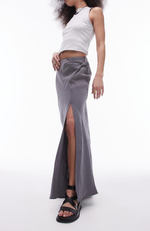 Shop Topshop Twist Low Rise Maxi Skirt In Charcoal