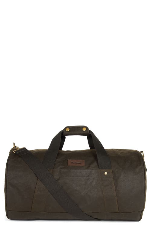 Explorer Waxed Cotton Canvas Duffle Bag in Olive