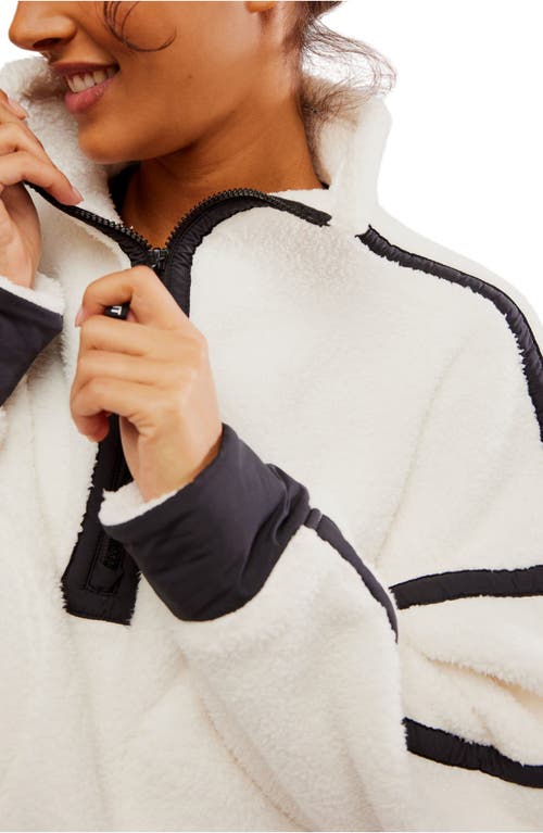 Free People Fp Movement Mountain High Fleece Half Zip Pullover In White Combo