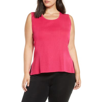 Plus Size Ming Wang Scoop Neck Knit Tank, Pink