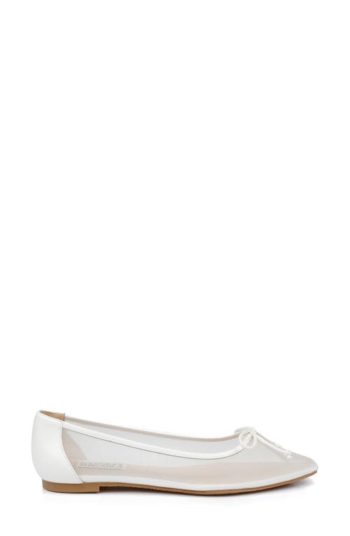 Shop Badgley Mischka Collection Cam Pointed Toe Ballet Flat In Soft White Mesh